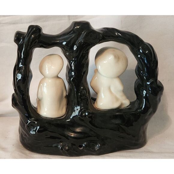 Ceramic Asian Man Woman Figurines‎ Table TV Lamp Dish Mid Century Vintage - Picture 7 of 10